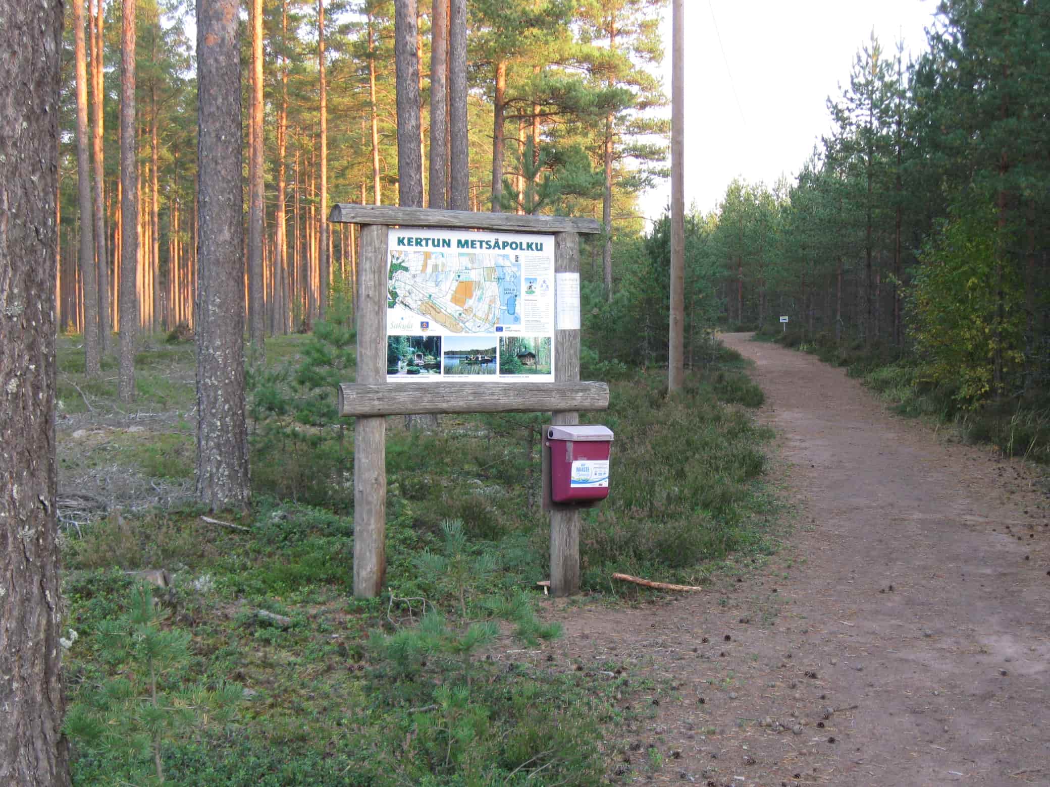 Merkitty polkureitti metsässä.